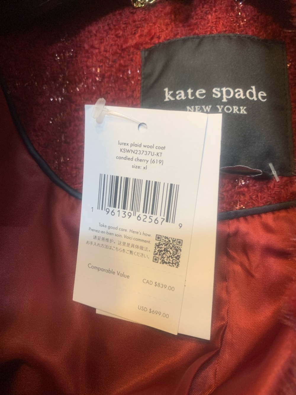 kate spade Red coat with sparkle - Picture 13 of 14